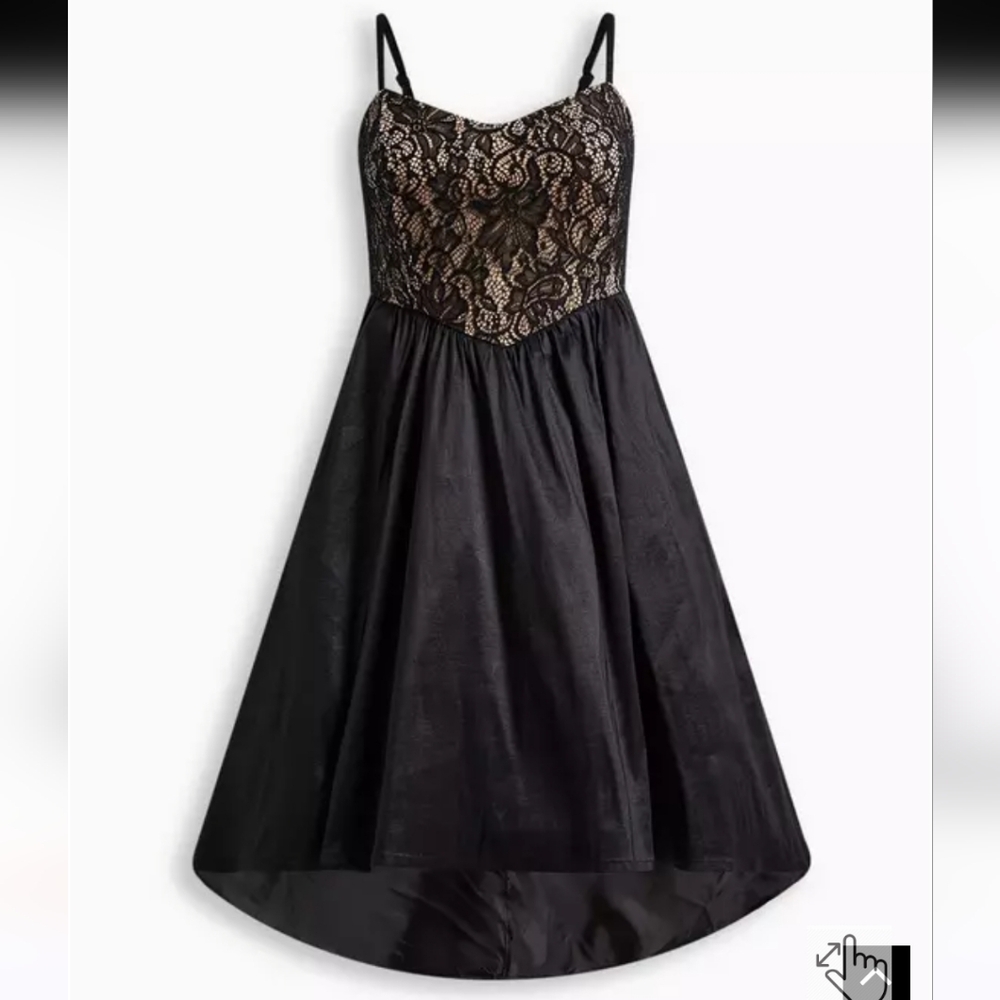 NWOT Torrid Maxi Ponte Sweetheart Neck Hi-Lo Elegant Black Lace Dress - Picture 5 of 7